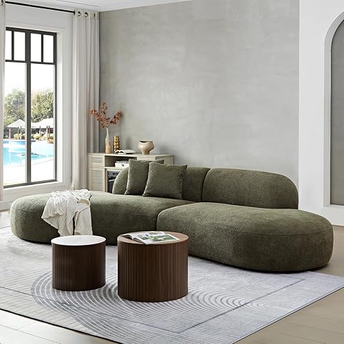 Miniatura 4 de Sofá modular modular minimalista de 135.4 pulgadas, cómodos sofás tapizados Boucle con diván de gran tamaño, sofá profundo, sofás modulares y