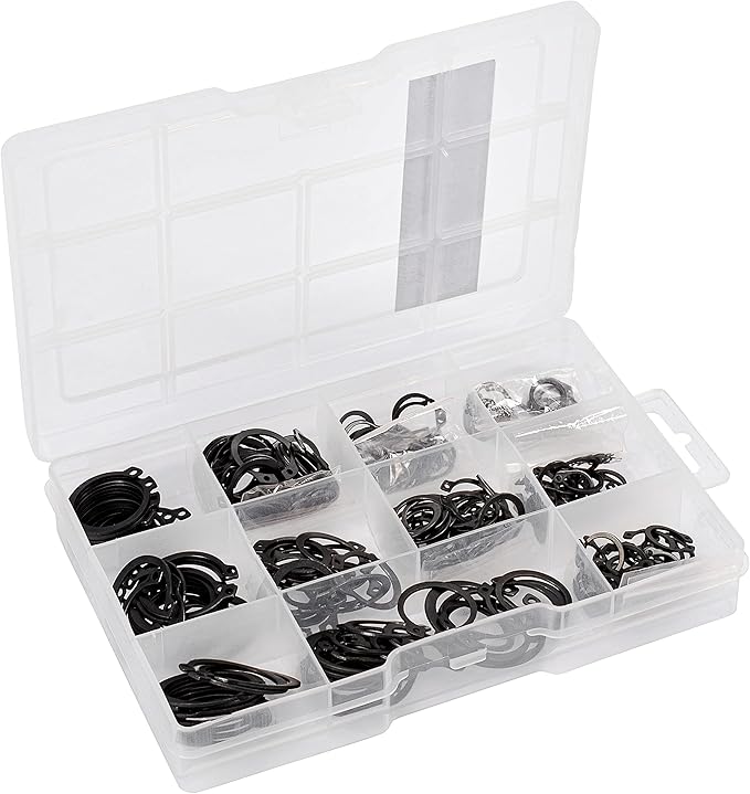 Thumbnail för Connex säkringsringar sortiment 300 stycken – utomhus – olika storlekar i en uppsättning (3 – 32 mm) – försorterade i en praktisk plastlåda/utomhussäkringsring, sortimentslåda/DP8500121