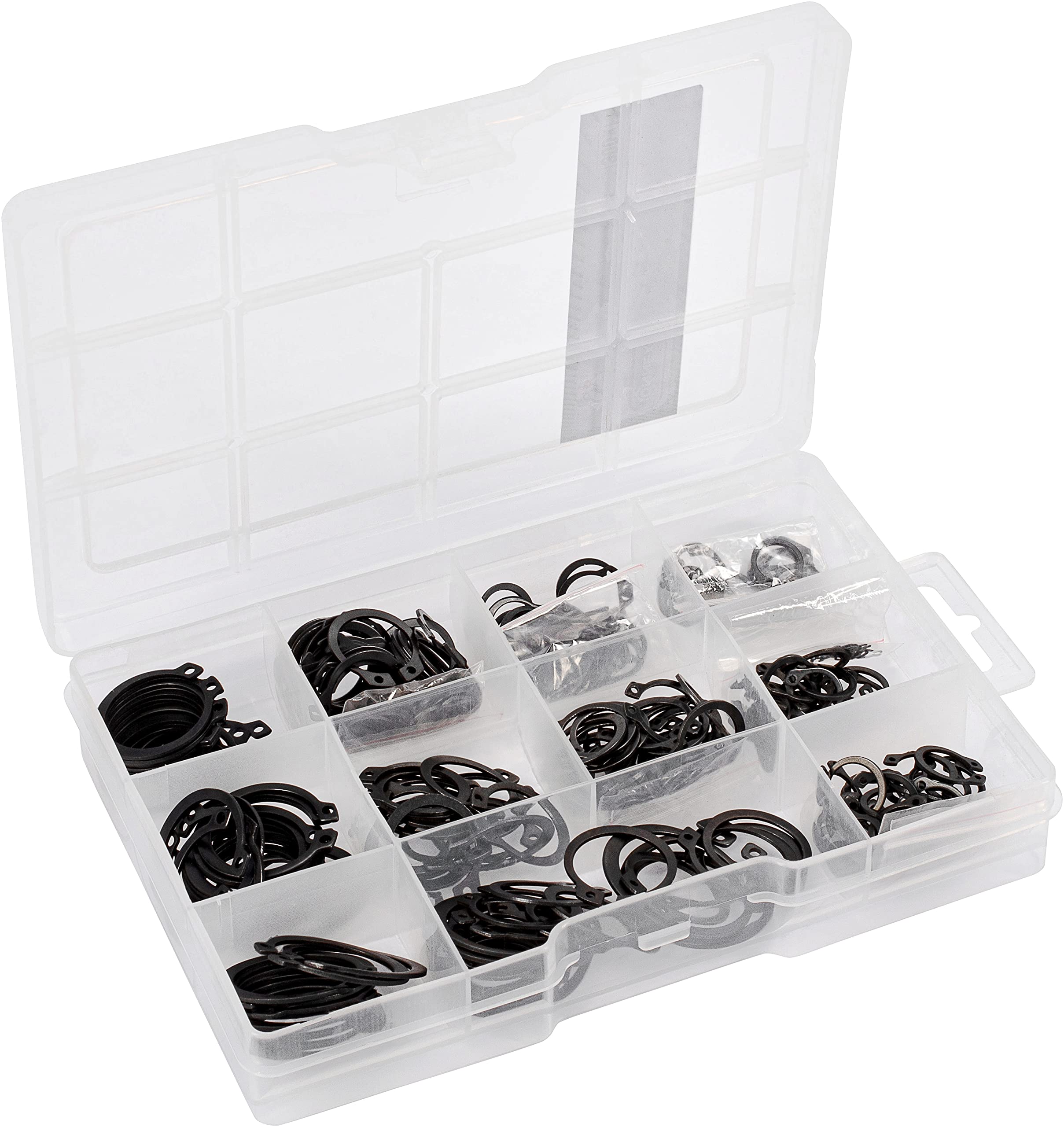 Connex DP8500121 Circlip Assortment 300 Pieces External Various Sizes in Set (3-32 mm) Pre-sorted in Practical Plastic Box/External Circlip/Assortment Box