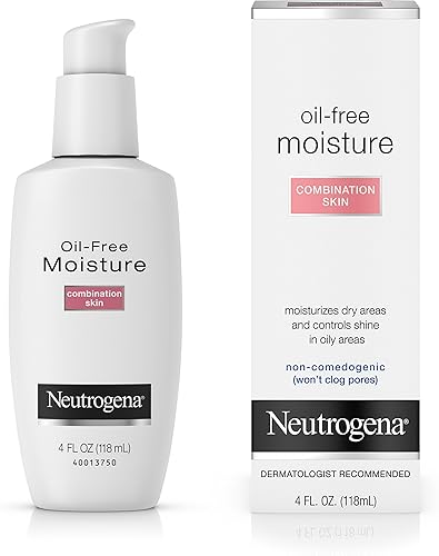 Neutrogena Crema hidratante facial de glicerina sin aceite y crema para el cuello para pieles mixtas, loción hidratante facial ligera que absorbe
