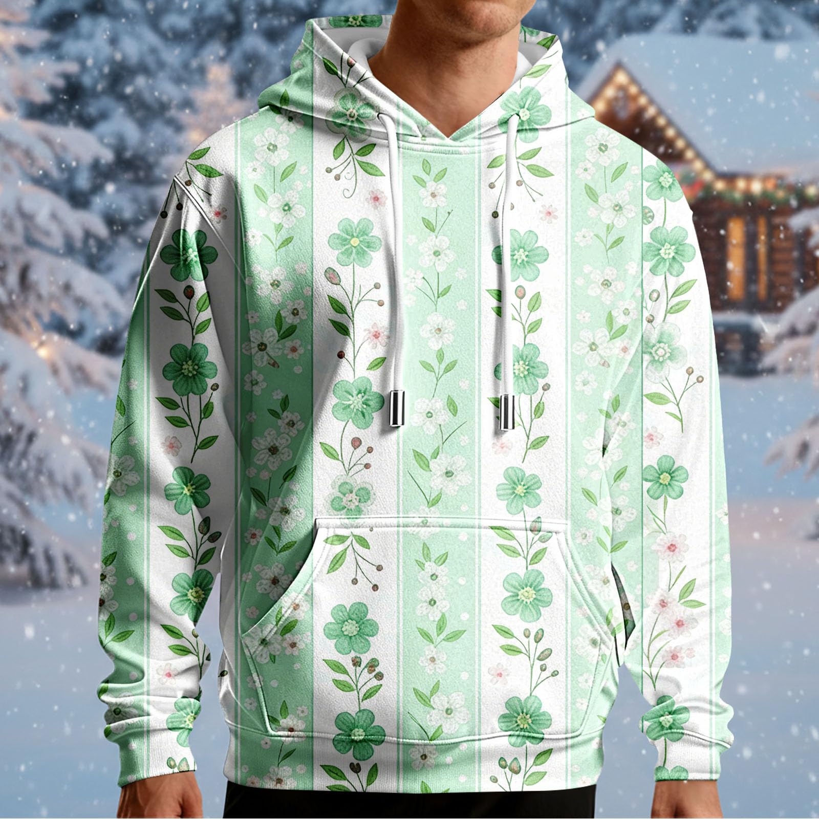 Chaquetones Hombre Invierno Sudadera con Capucha Informal para Hombre, Diseño De Rosas En 3D, Estilo Rojo Niño (Mint Green, XXL) Pijama Parejas Oversize Chaqueta Verano Oversized Gym