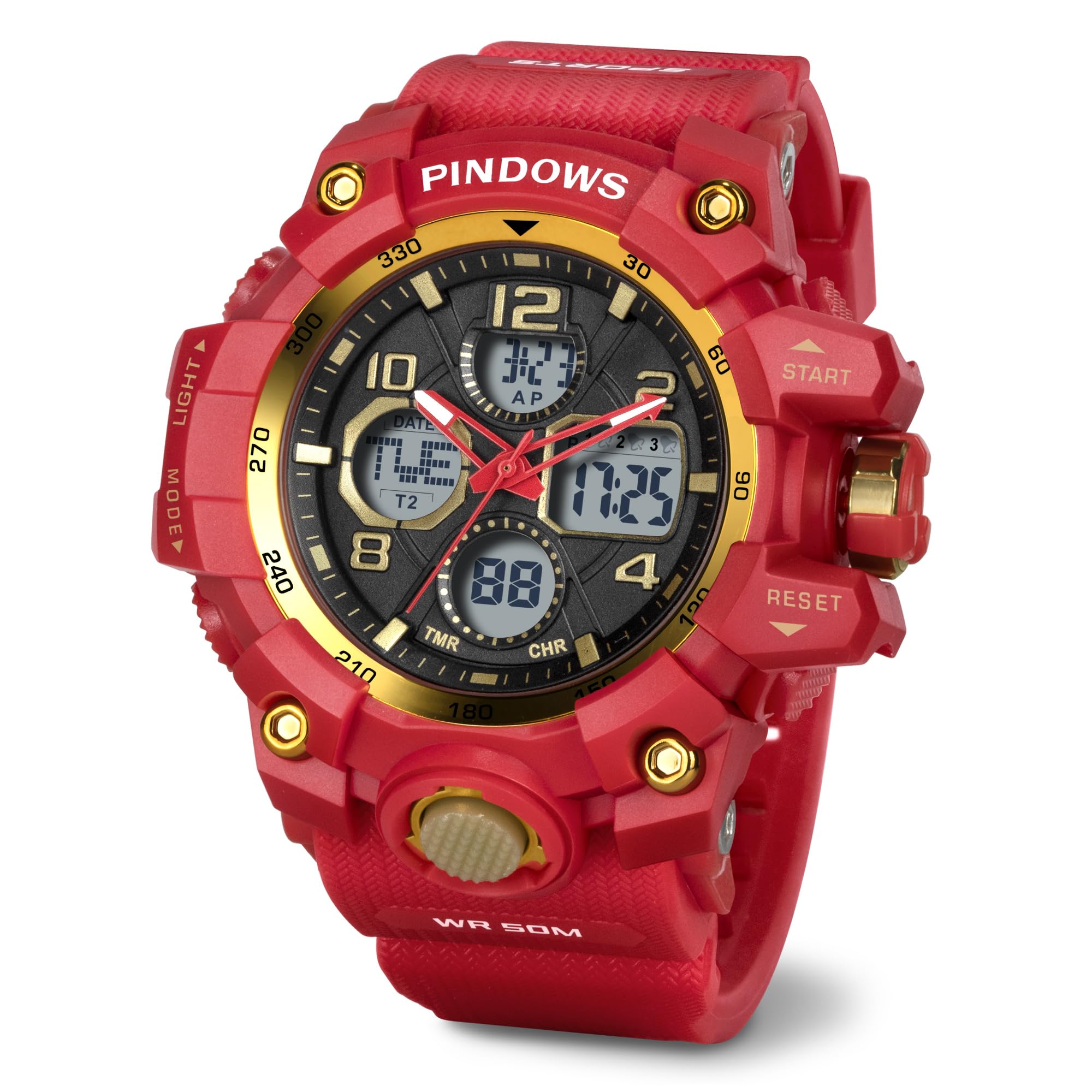 PINDOWS Watch for Men, Automatic Mens Watch Outdoor 50M Waterproof Military Watch Date Multifunction LED Backlighting Stopwatch (B0CP4N323B) Amazon Price History, Amazon Price Tracker
