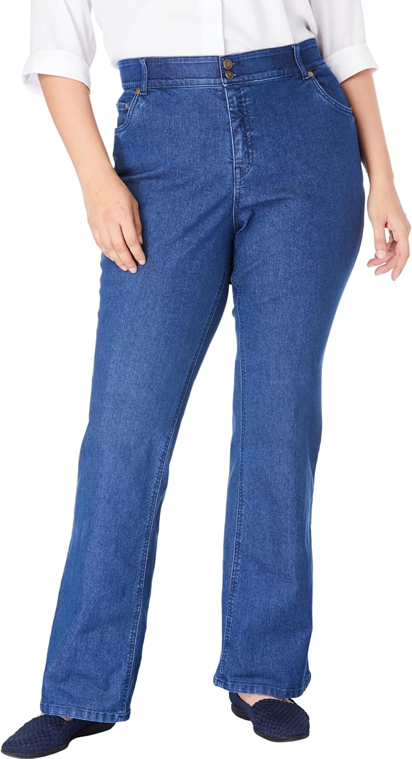 Woman Within Plus Size Stretch Built-in Slimming Panel Bootcut Jeans