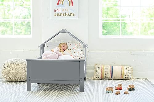 Miniatura 8 de Little Partners Lil' House - Cama para niños pequeños, diseño de cama de casa para muebles de dormitorio infantil, cama infantil con rieles de