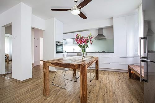 Miniatura 3 de Craftmade Ventilador de techo de 3 aspas de 52 pulgadas con luz LED regulable y control de pared TG52BNK3 Targas, níquel pulido cepillado