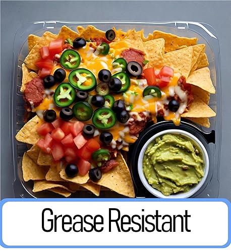 Miniatura 6 de Bandejas desechables de plástico para nachos con 2 compartimentos, bandejas de nachos transparentes de 12 onzas para inmersión de queso, soportes de