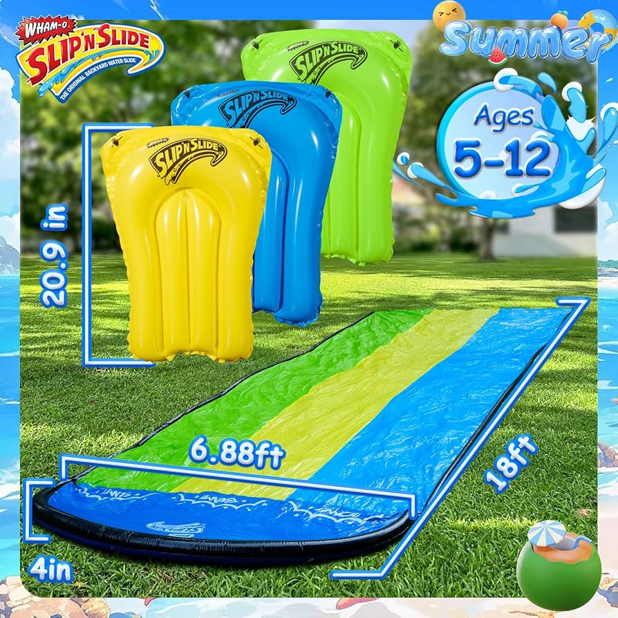 Amazon.com: Wham-O Slip N Slide 18ft Triple Wave Rider with Body