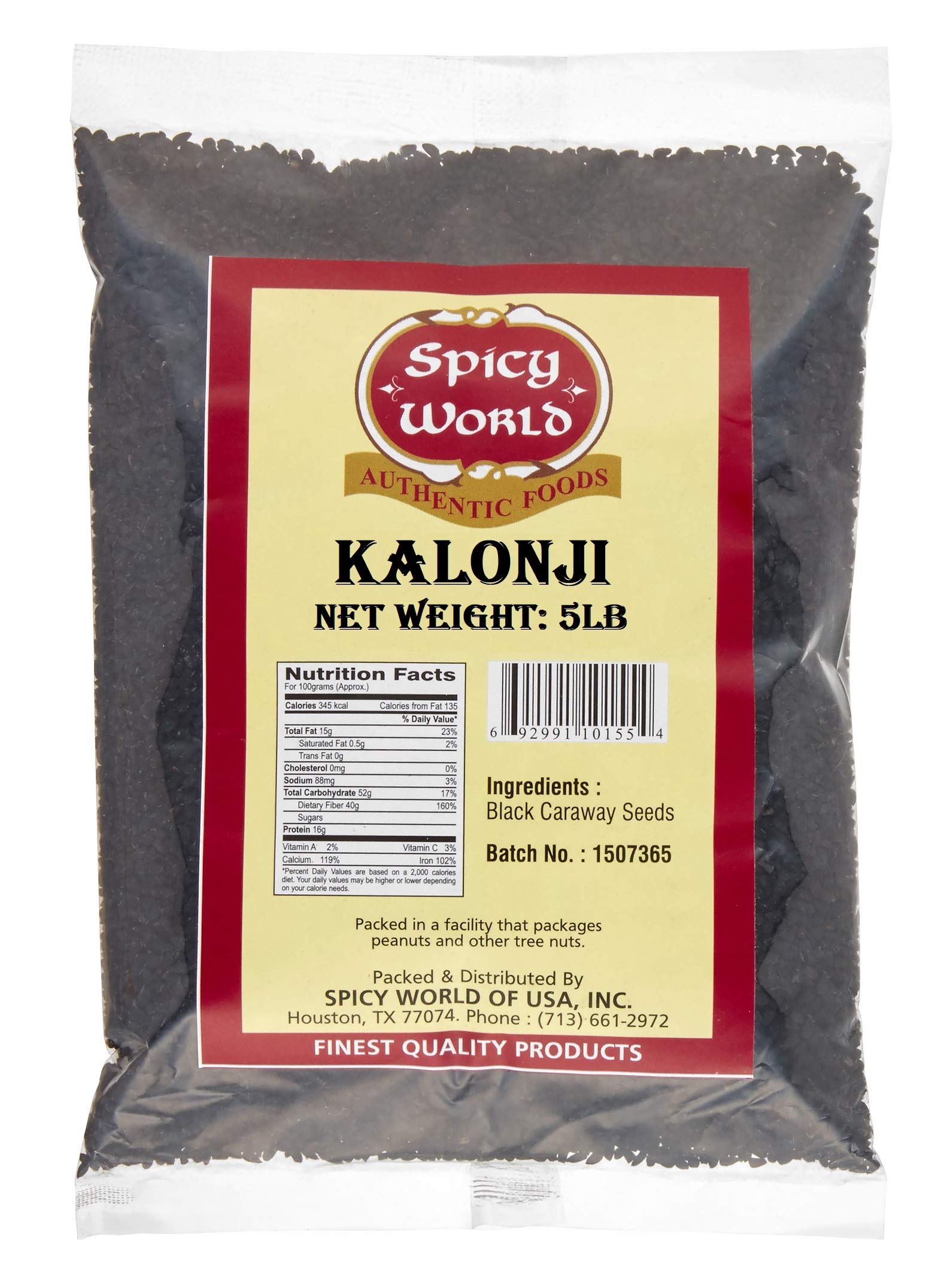 Kalonji Seeds 5 LB - | Bulk Bag | Whole Black Seed, Nigella Sativa, Black Cumin | by Spicy World