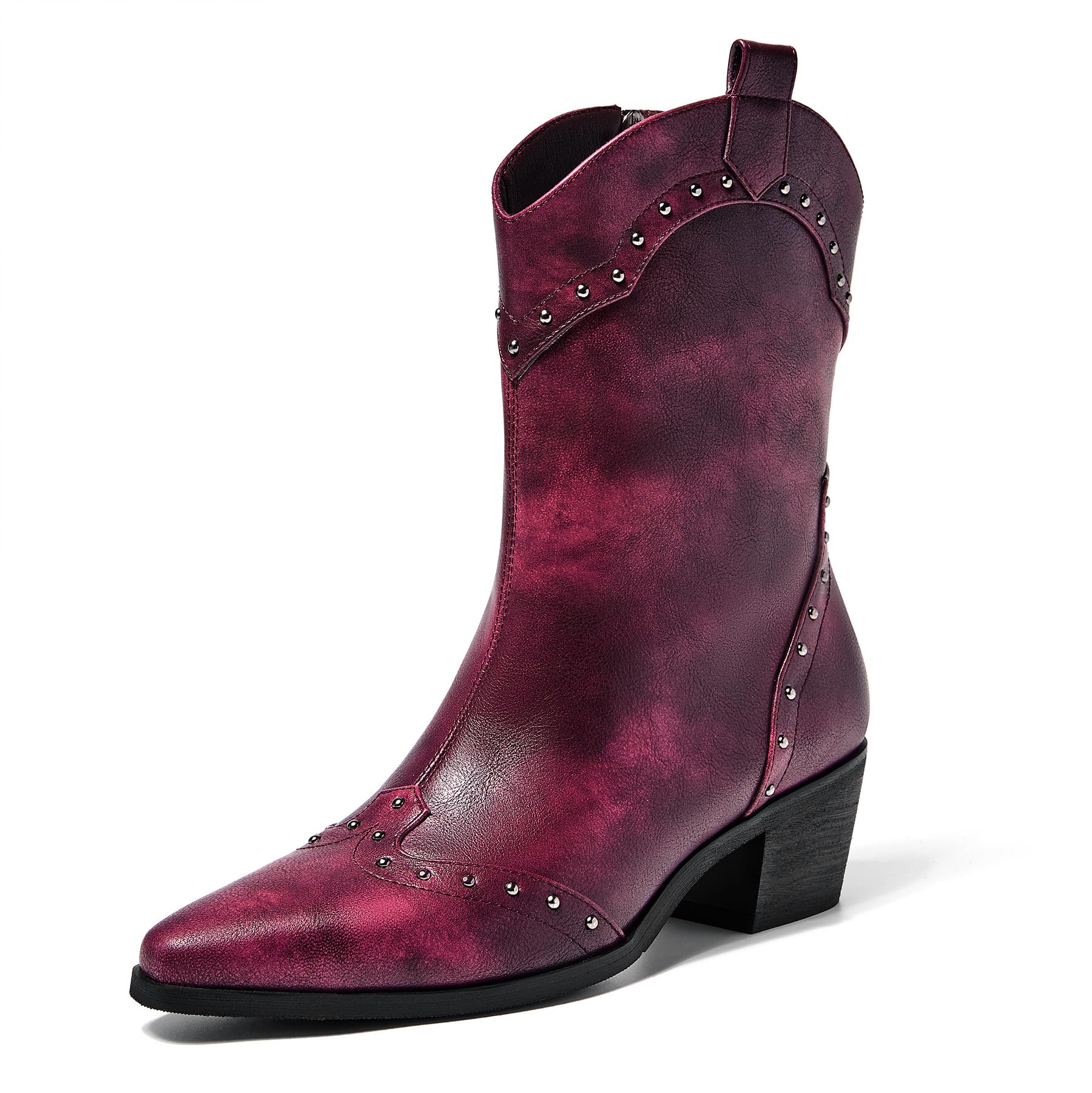 ErikenUrben Women Ankle Cowboy Boots Snip Toe Block Heel Western Boots