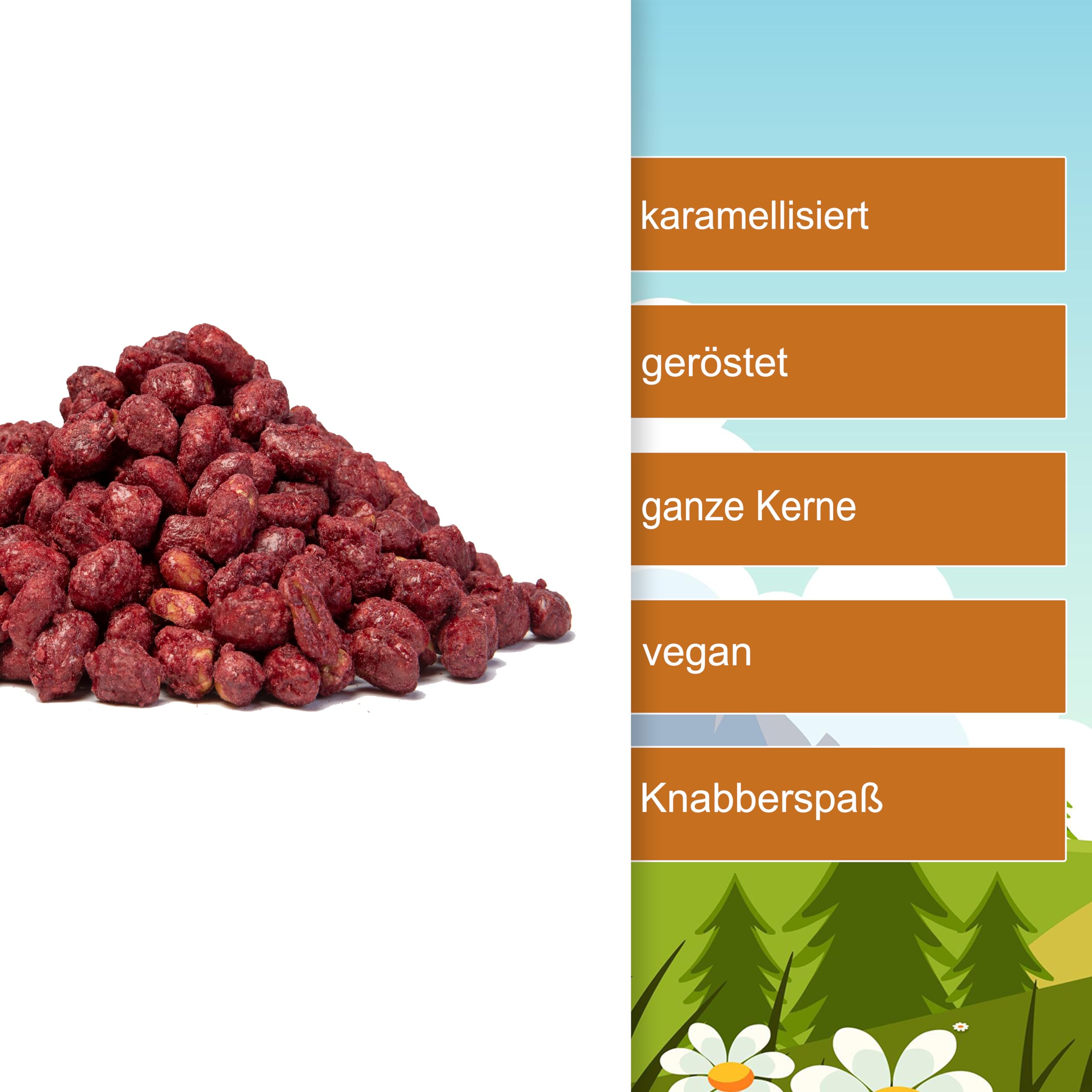 Gebrannte Erdnüsse Rot 1kg-3kg - Erdnüsse mit rotem Zuckerüberzug - Partysnack - Jahrmarkt/Weihnachtsmarkt Flair für Zuhause - Knusprige rote Erdnüsse - Knabberspaß - (3kg Eimer)