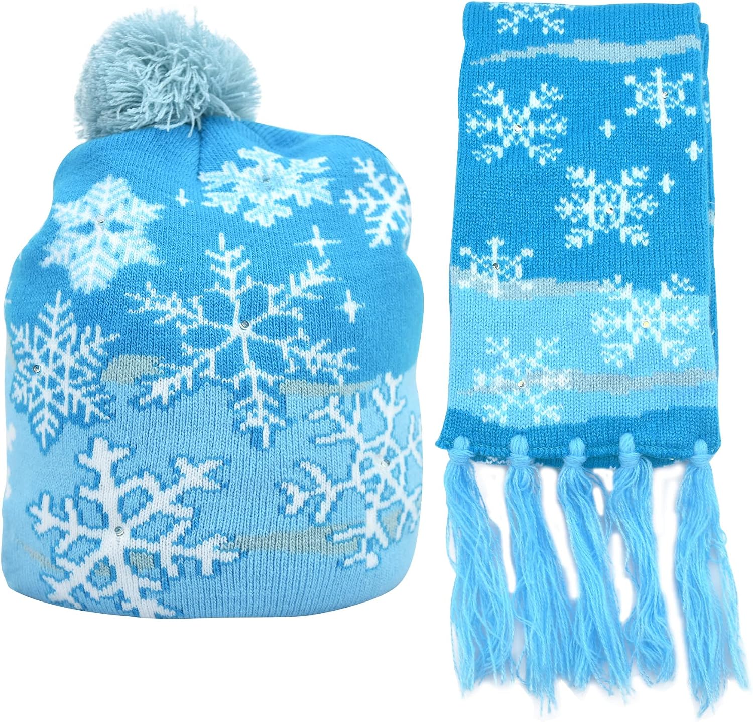 Kids Christmas Party Holiday Hats Light up Hat Beanie Winter Hat Scarf Kids Beanie