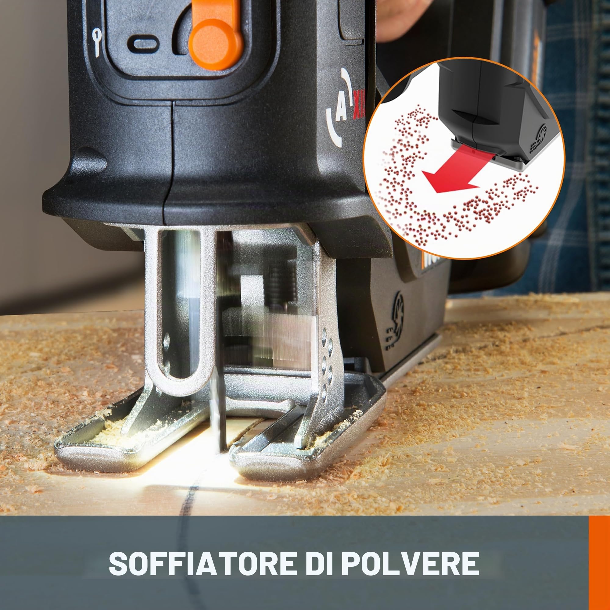 Worx WX550 Seghetto alternativo combinato a batteria 20V,con testa girevole, passa da alternativo a gattuccio in attimo e senza attrezzi