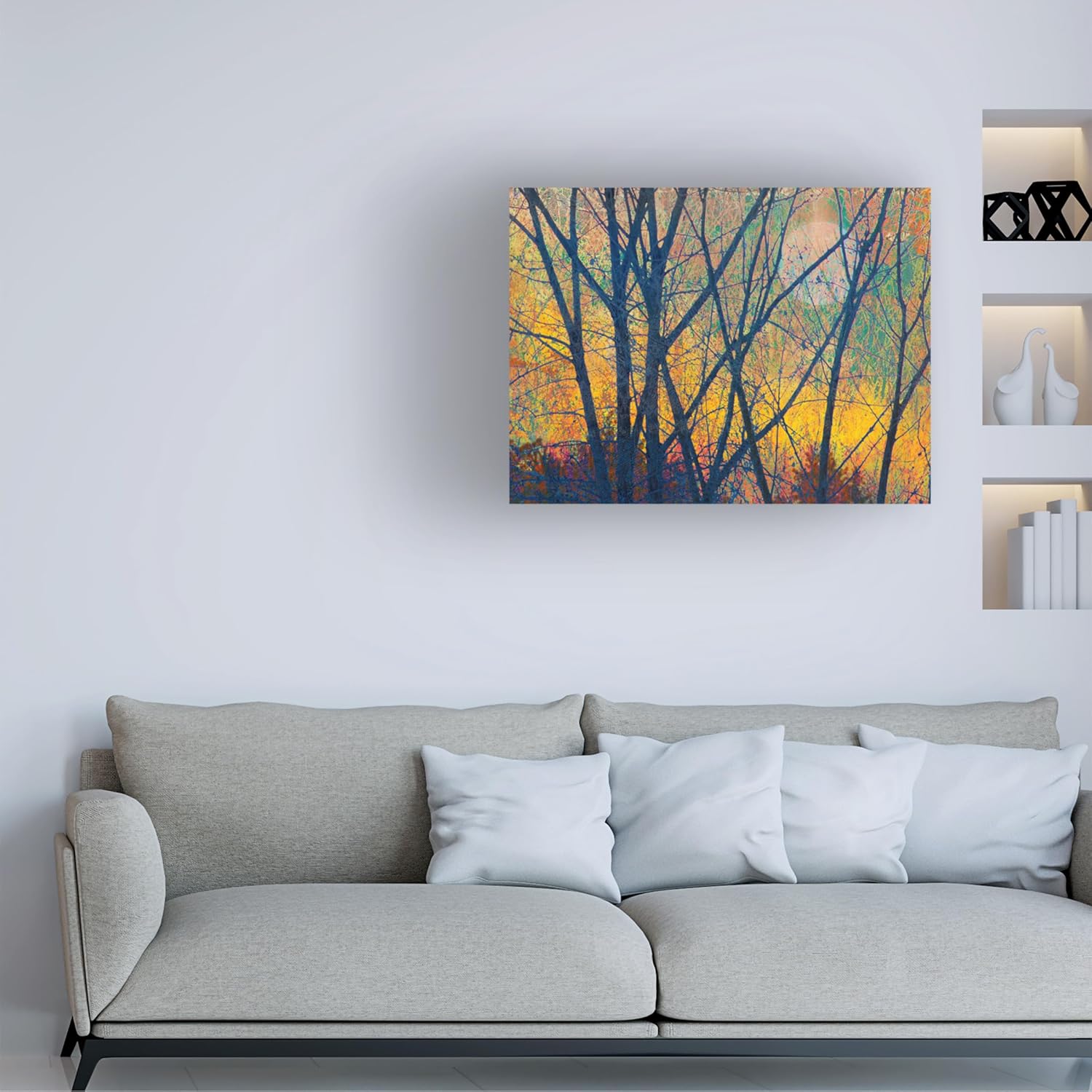 Vibrant Sunset Trees Landscape Canvas Art 19" x 14"