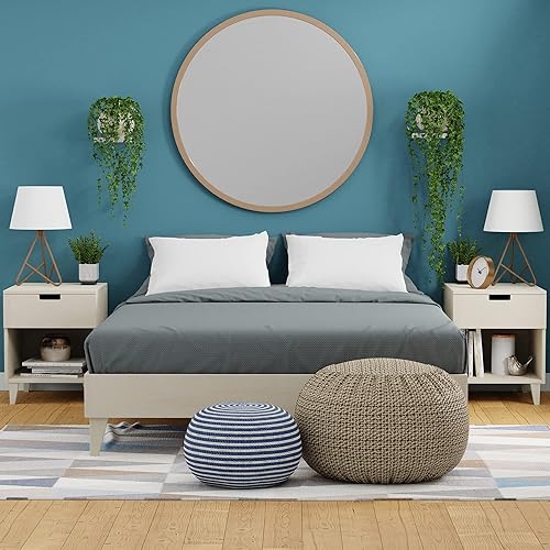 Miniatura 1 de Plataforma moderna para cama - Diseño de madera maciza - Fabricado en Estados Unidos - Fácil de armar, Madera, almendra