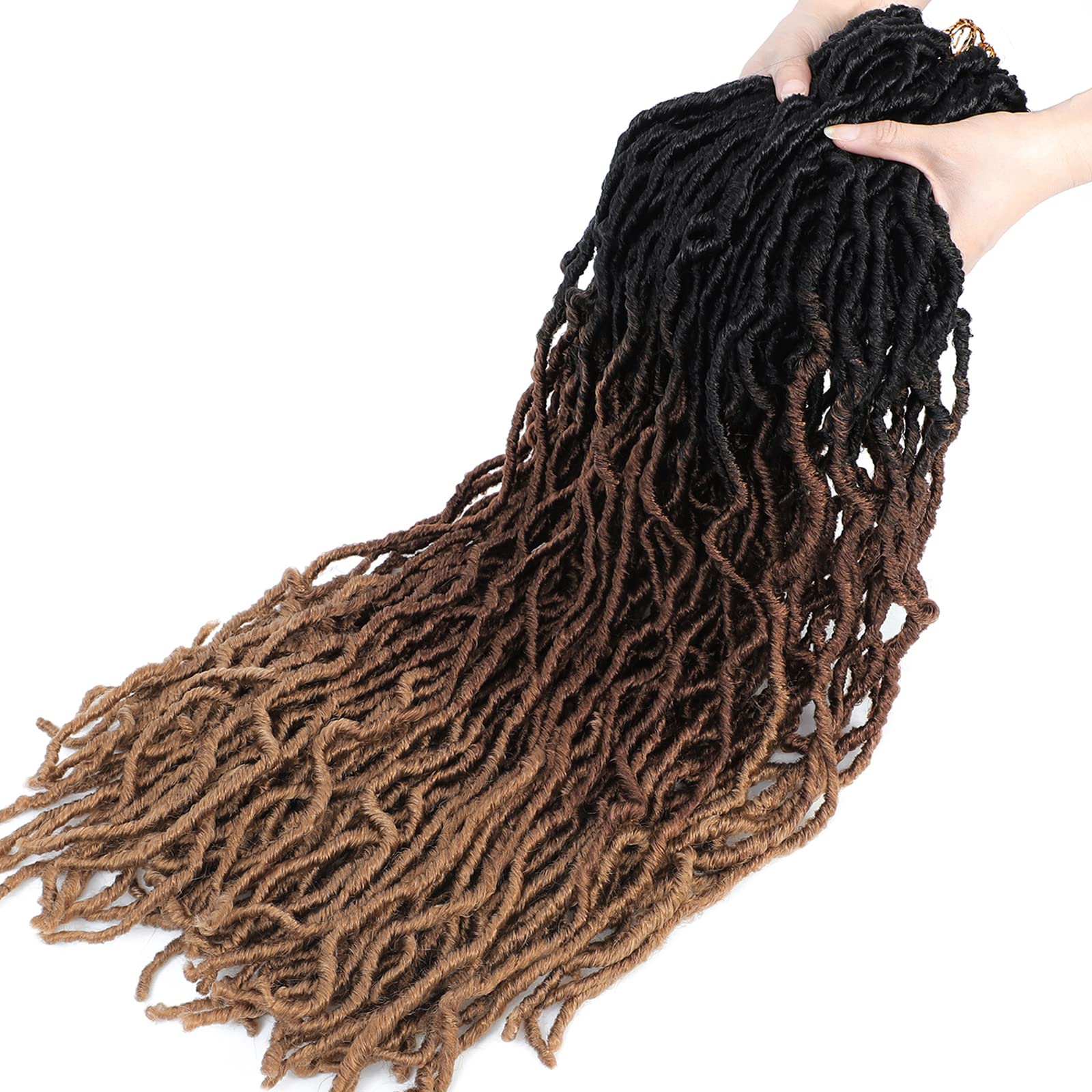 Mechones de pelo sintético ombré de ganchillo suaves de 26 pulgadas, 7 paquetes de rastas de ganchillo naturales largas para mujer, trenzas sintéticas preenrolladas de ganchillo (26 pulgadas (paquete