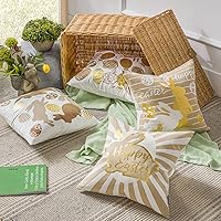 Vista 5 de Ashler Fundas de almohada de conejo de Pascua, fundas de almohada decorativas de huevos de Pascua, fundas de almohada doradas de 18 x 18 pulgadas