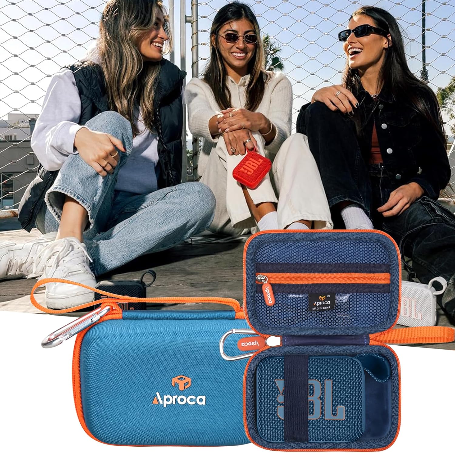 Aproca Case Compatible with JBL Go 4 / Go 3 Ultra-Portable Waterproof Dustproof Bluetooth Speaker, Portable Storage Bag for Accessories -Blue (Case Only) - Image 4