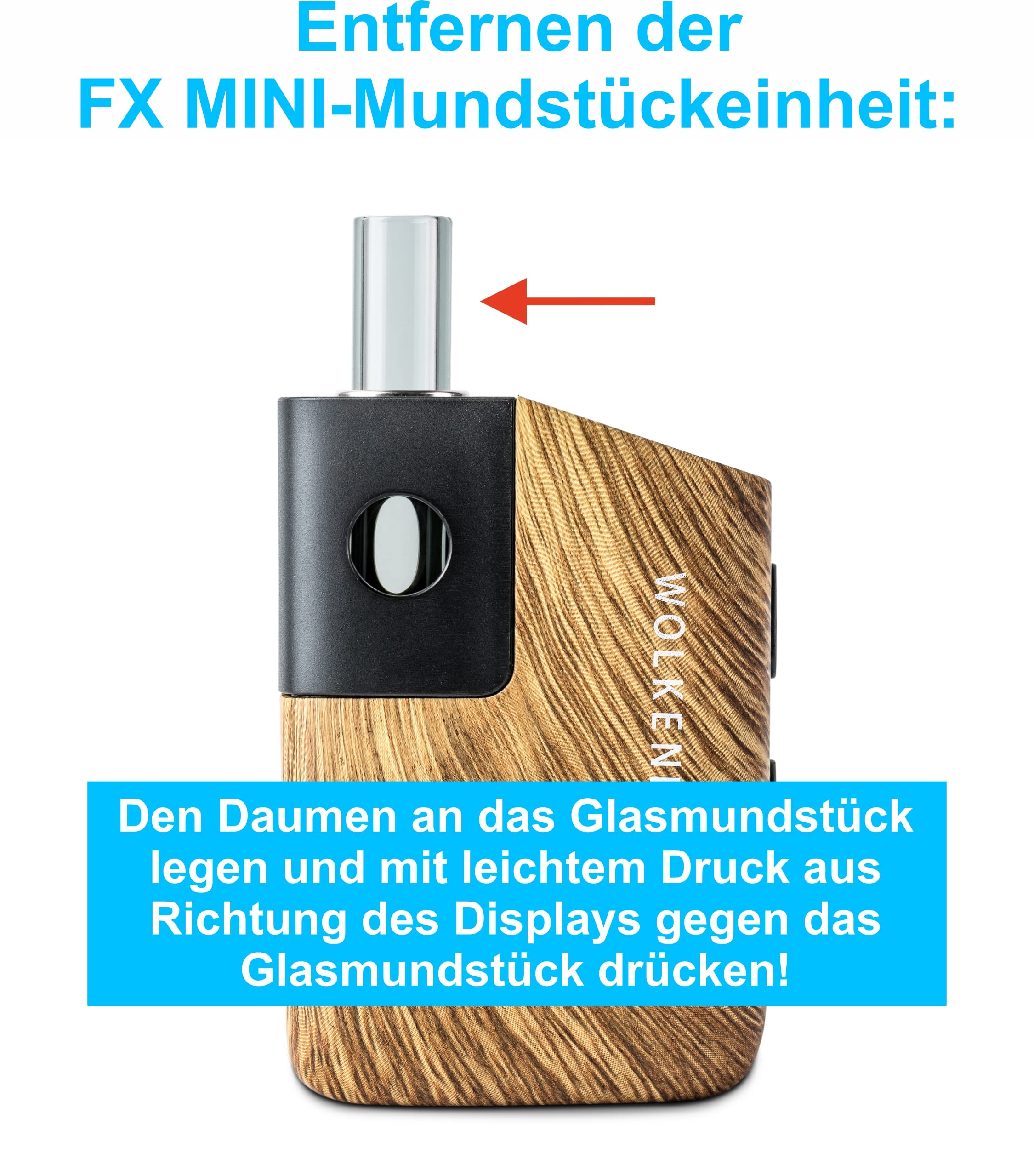 WOLKENKRAFT FX MINI Premium Vaporizer für Kräuter & Extrakte *Holzoptik* | 100% Konvektion | Titankammer | kompakt | starker Dampf | präzise Temperatur | OLED-Display | einstellbarer Timer