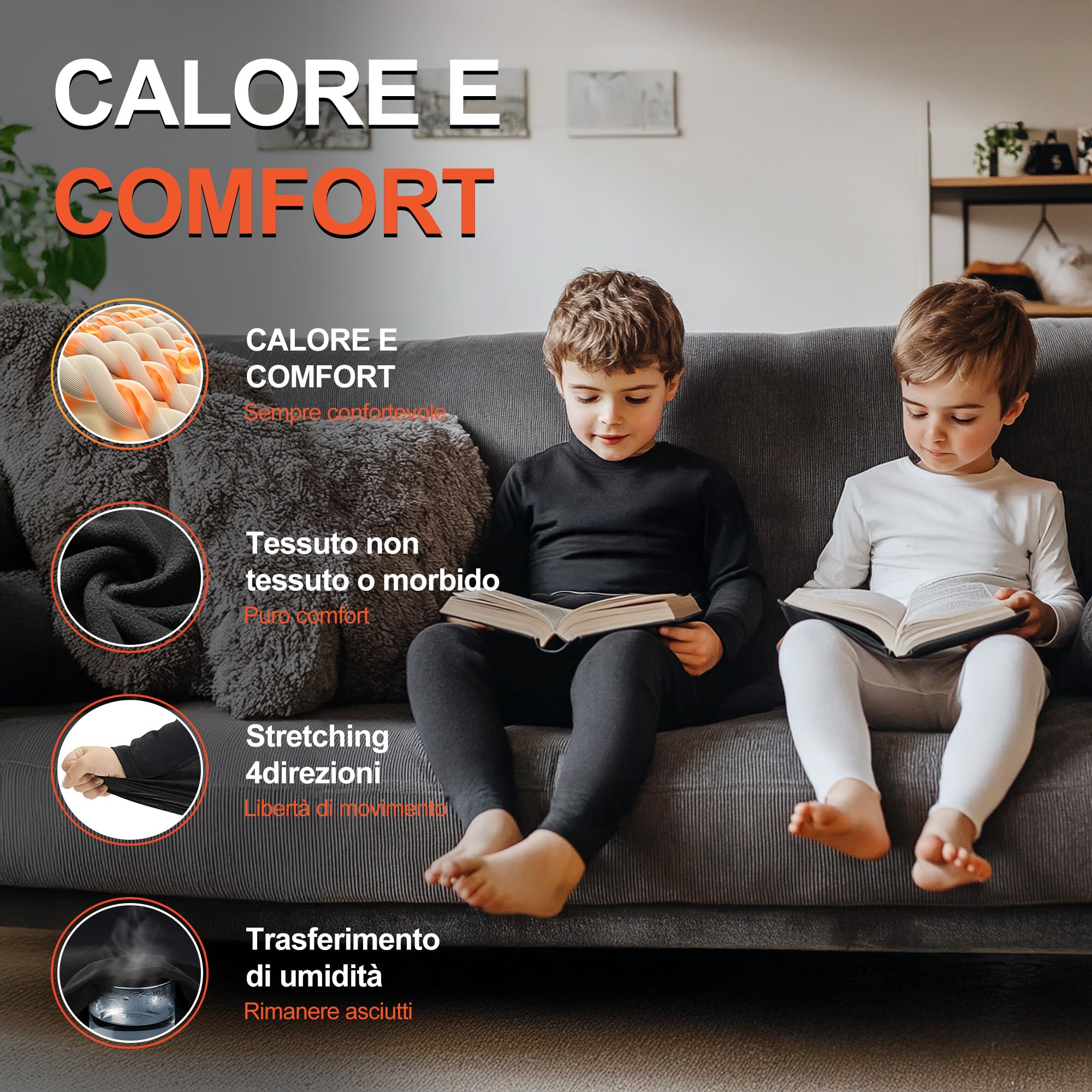 Set Intimo Termico Bambino Sci Biancheria Intima Termica - Traspirante, riscaldante e ad Asciugatura Rapida