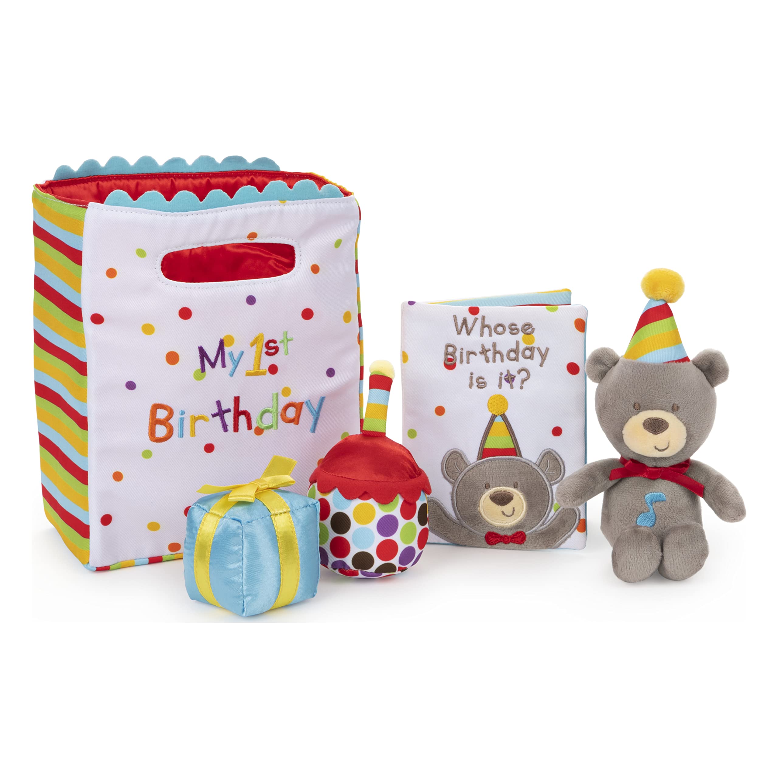 Baby GUND, My First Birthday-Themed 5-Piece Plush Playset, Sensory Toys for Babies, 8”