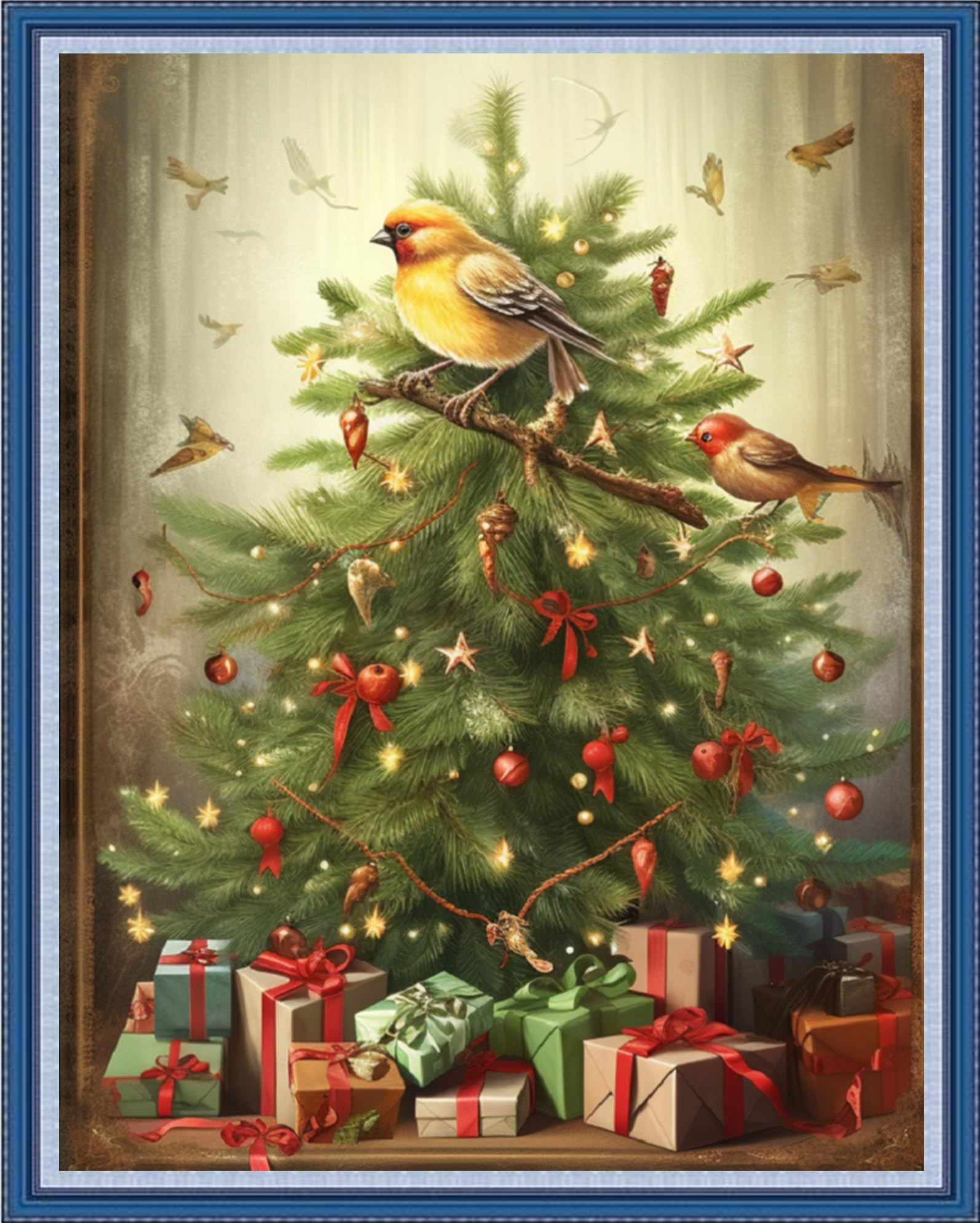 Foxdiviy Stamped Cross Stitch Kits Full Range of Embroidery Needlework Starter Kits for Beginners Adults 11CT Embroidery Patterns Art Crafts DIY Needlepoint Kits-Christmas Tree 16x20 inch