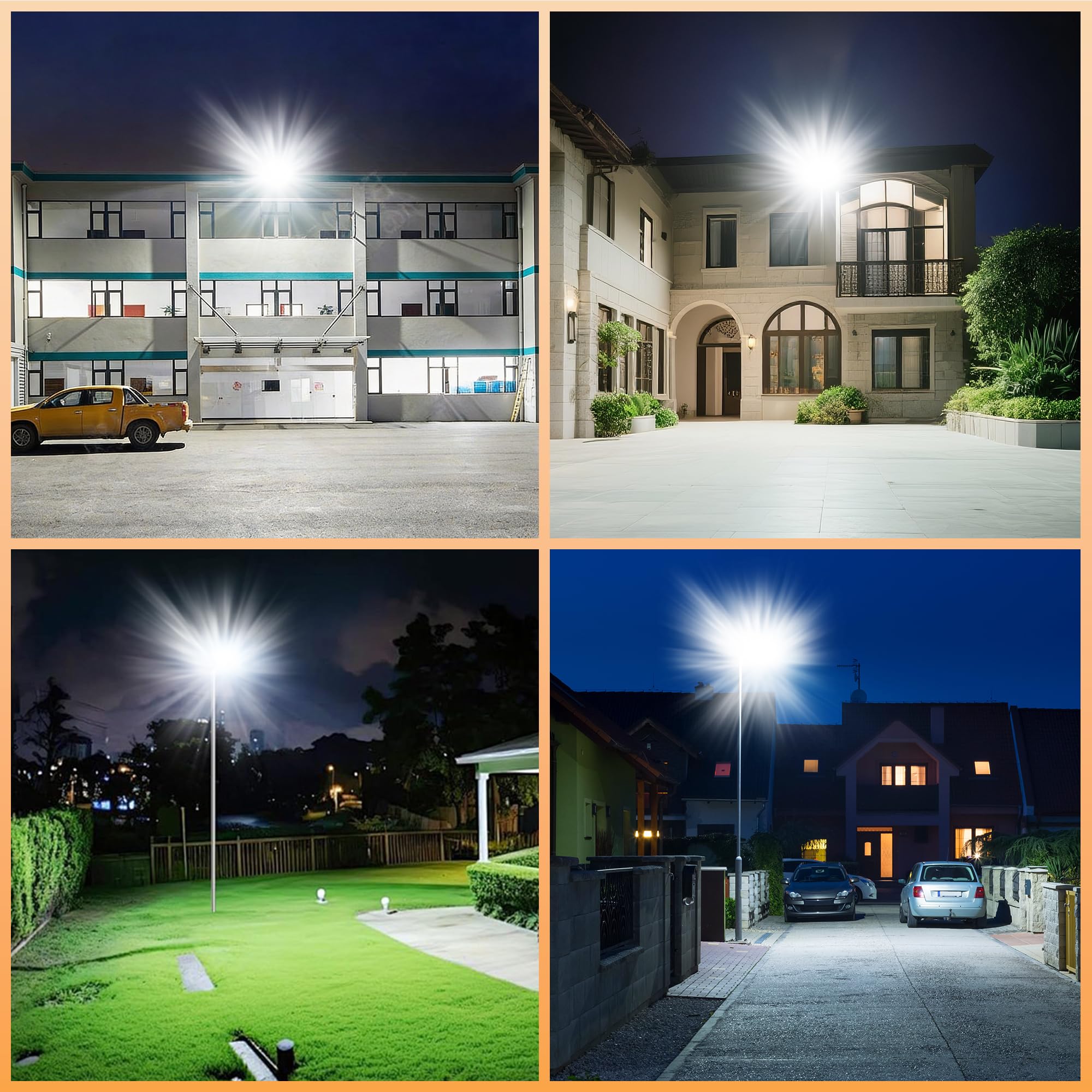 Extrem helle 300W LED Flutlichter Außen, Neue verbesserte Sicherheitsleuchte 2026, 30000LM helle Stadionleuchten, 6000K Tageslichtweiß, IP65 wasserdicht, verstellbarer Außenflutlichter für Haus- Grau