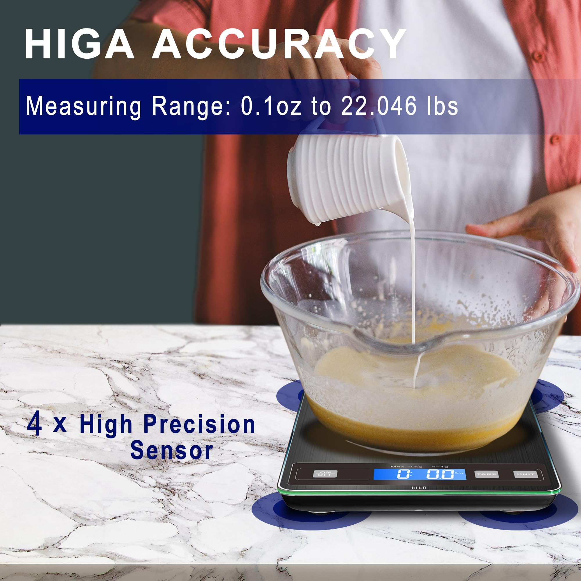 Digital Kitchen Scale - 5kg/1g Precision, Stainless Steel, Rechargeable With LED Display
