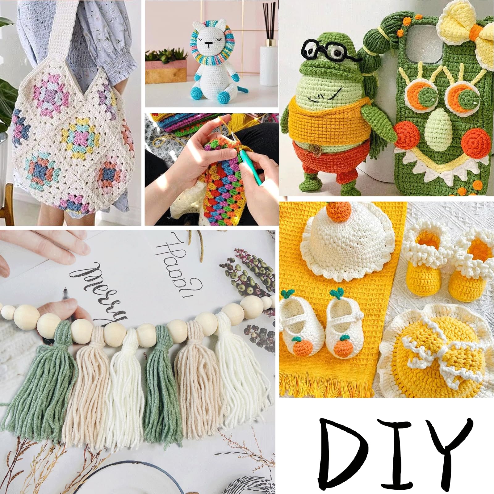 ASPHY Kit De Crochet Pour Débutants-6 Pièces Ain Sous-Verres Pot De Fleurs Kit De Crochet, Kit