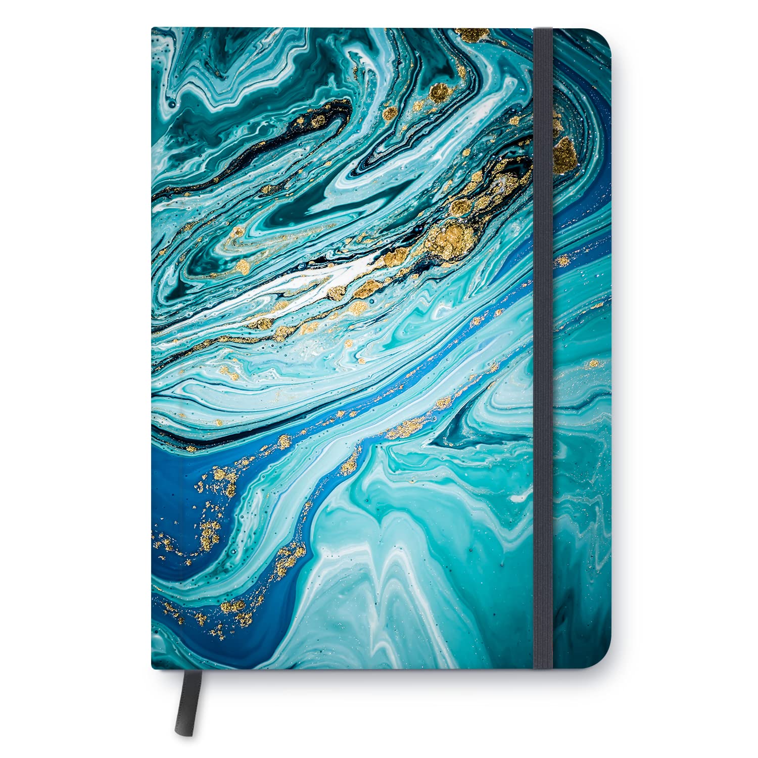 A5 Notebook,Hardcover Journal for Women,Notebooks for Women Men,6"x 8.5",80 Sheets College Ruled,Journal Notebooks for Work,Office,School Gifts 100gsm Paper Blue Gold Liquid Marble Pattern