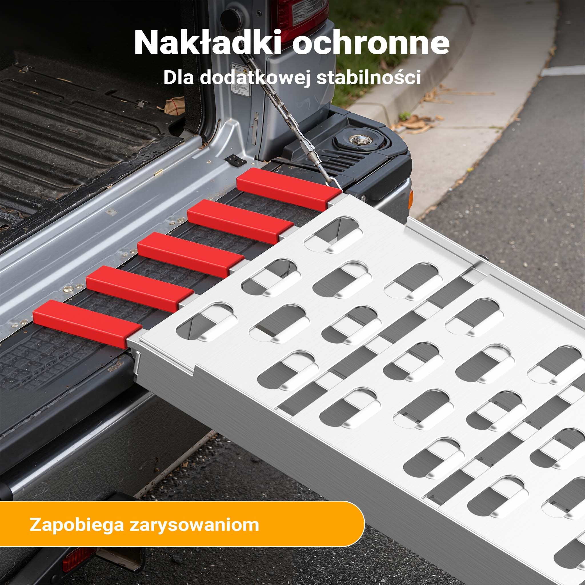 Wiltec Składany najazd aluminiowy o długości 226 cm i udźwigu 410 kg, lekka i łatwa rampa do przechowywania, do załadowania quadów i motocykli