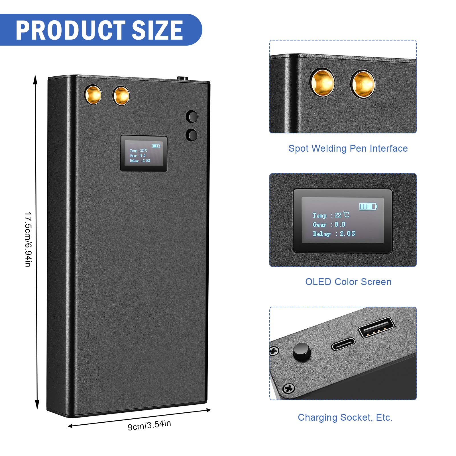 Punktschweißgerät 7500mAh 70 Gänge einstellbar DIY Punktschweißmaschine LCD Bildschirm mit 5m Nickelblech für Akku Tragbares digitales Punktschweißgerät Spot Welder
