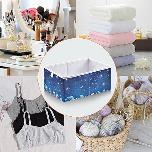 Miniatura 4 de Christmas Winter Stars Snowmen Cube Storage Bin Fabric Storage Cubes Foldable Storage Box Large Closet Organizers Baskets Containers for Shelves