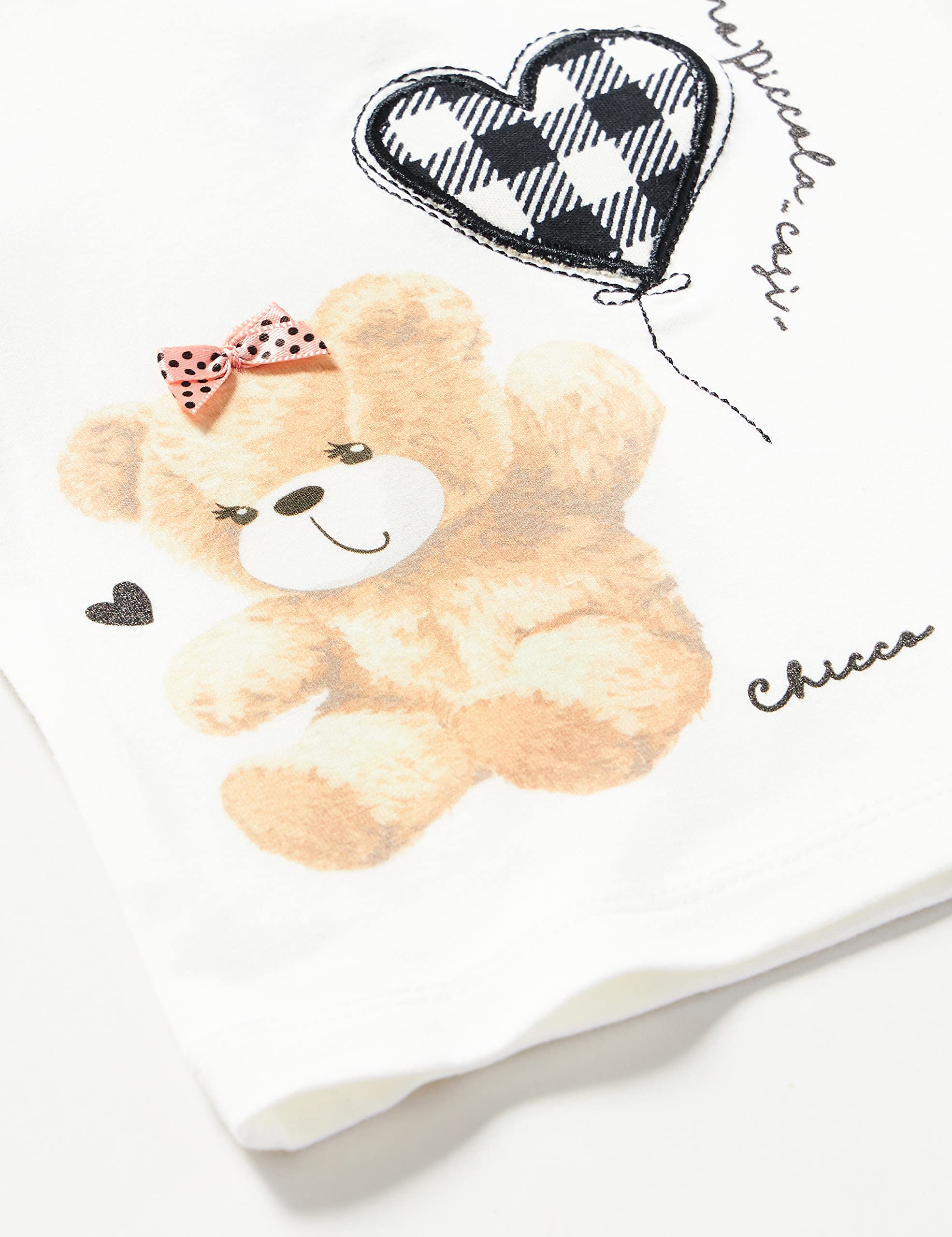 Chicco T-shirt dziewczęcy, Biały i niebieski, 9 miesięcy