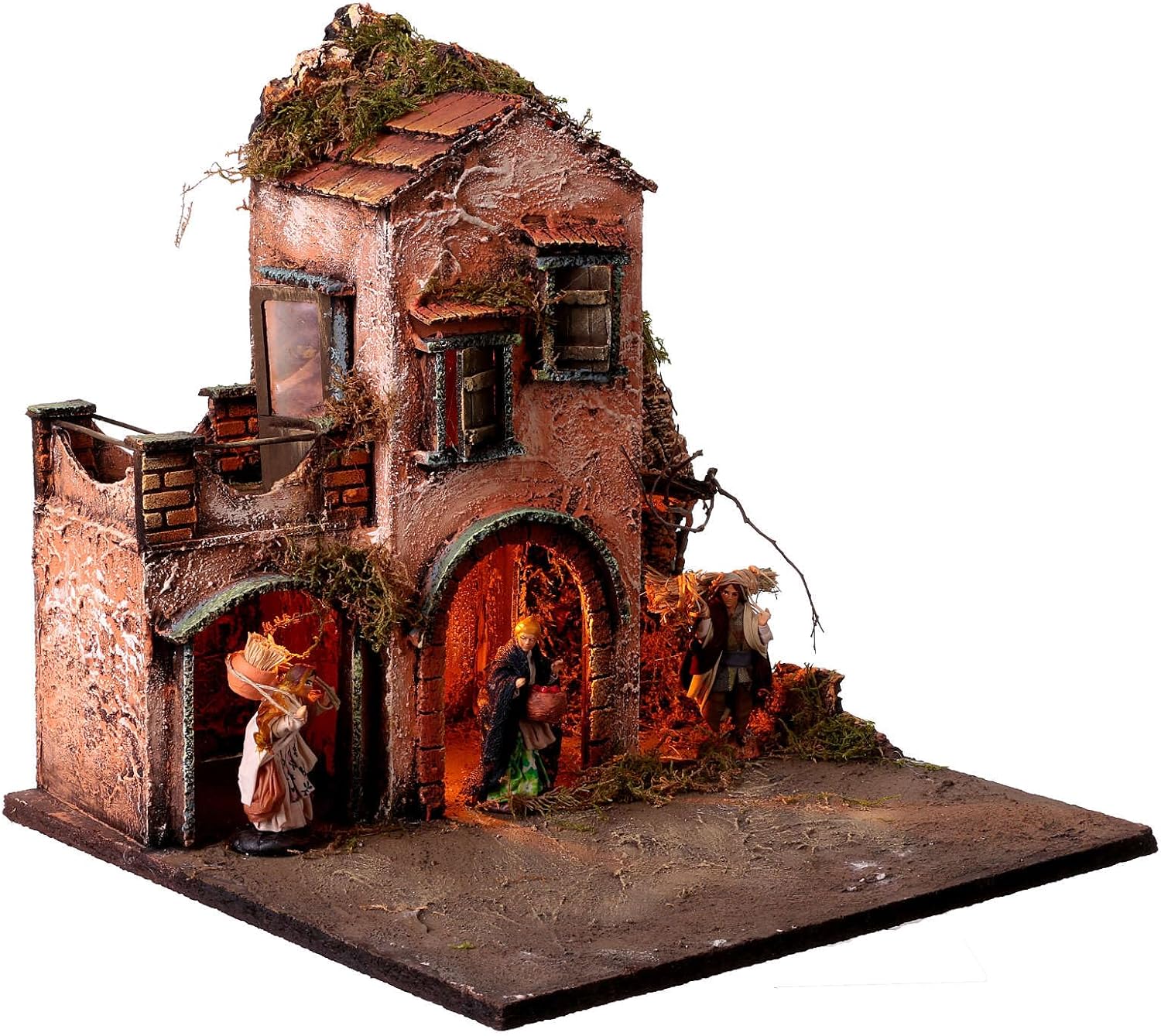 Holyart Neapolitan Nativity Scene 8cm Illuminated 35x35x35 cm Module 4/6, with figurinesLength: 35 cm|Width: 35 cm|Height: 35 cm