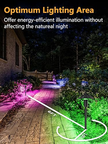 Miniatura 5 de ZUCKEO Luces LED de paisaje RGB de bajo voltaje, 5 W que cambian de color con conector, impermeable, 12 V-24 V, luces de camino de paisaje al aire