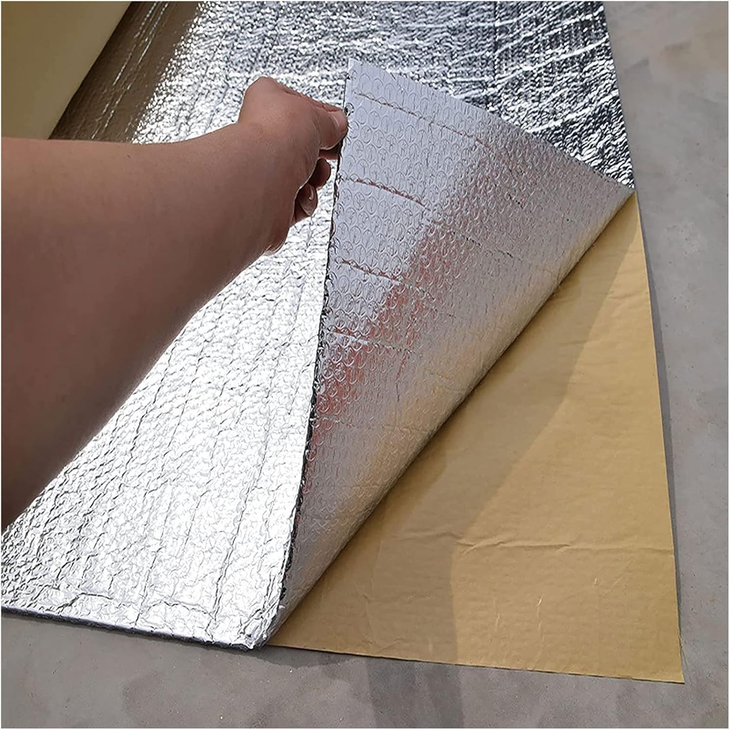 Aislamiento térmico Reflectante Autoadhesivo de Aluminio con Burbujas, Barrera Radiante para áticos, desvanes, Suelos, cobertizos, caravanas, Barcos e invernaderos. (1x9m)
