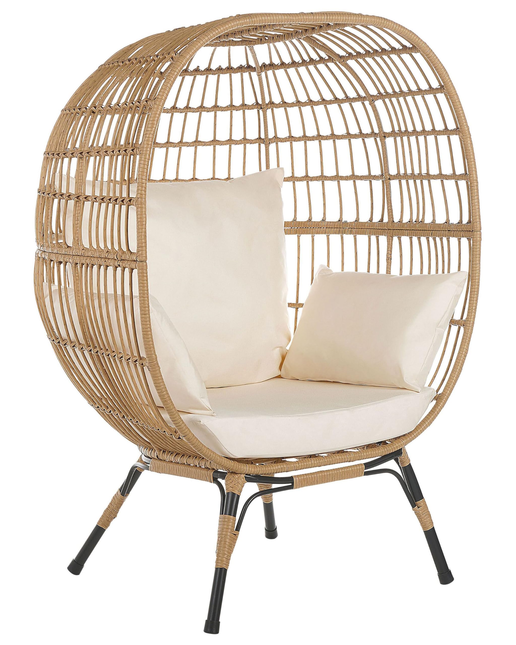 Poltrona Da Esterno In Rattan Outsunny - Con Cuscino Grigio/Beige, Forma A Goccia Boho - Foto 5