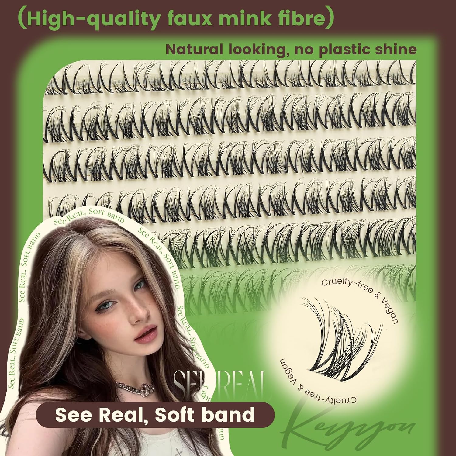 KEYYOU Flora Nova Spider Lash Clusters Kit Natural D Curl 8-16mm Mixed Tray | Ultra Thin Invisible Band, Complete DIY Set with Lash Tools for Everyday Makeup