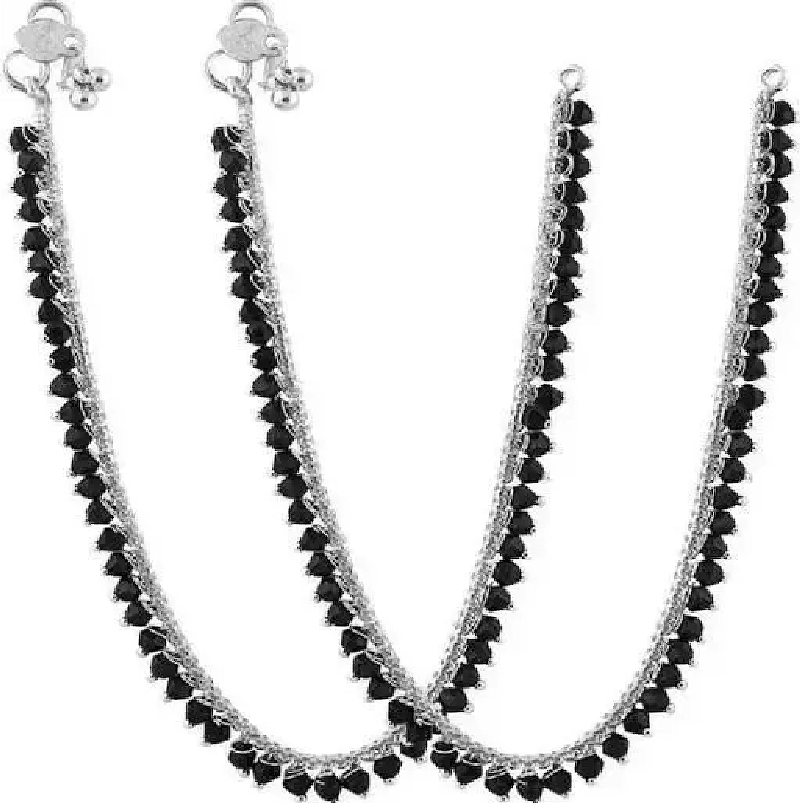 Honbon Indian Traditional Black Stone Studded Oxidised Payal/Leg Chain Anklet/Pajeb With Attached Ghungroo for Woman & Girls Set of 1 Pair Fancy Barefoot Jewellery (B0C8YT4PXS) Amazon Price History, Amazon Price Tracker