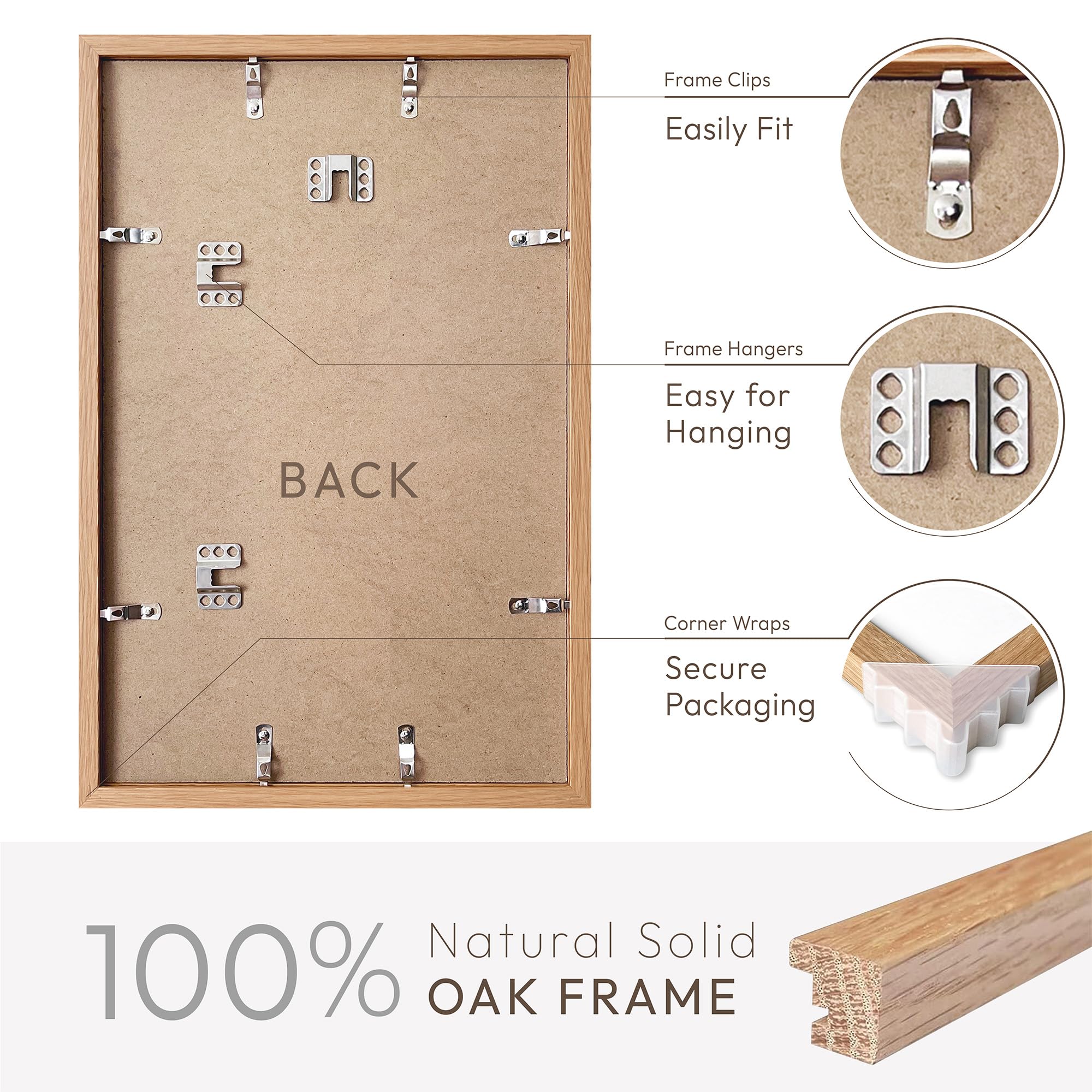 Amazon.co.jp: 11x17インチのオーク写真フレーム、無垢のオーク材11x17