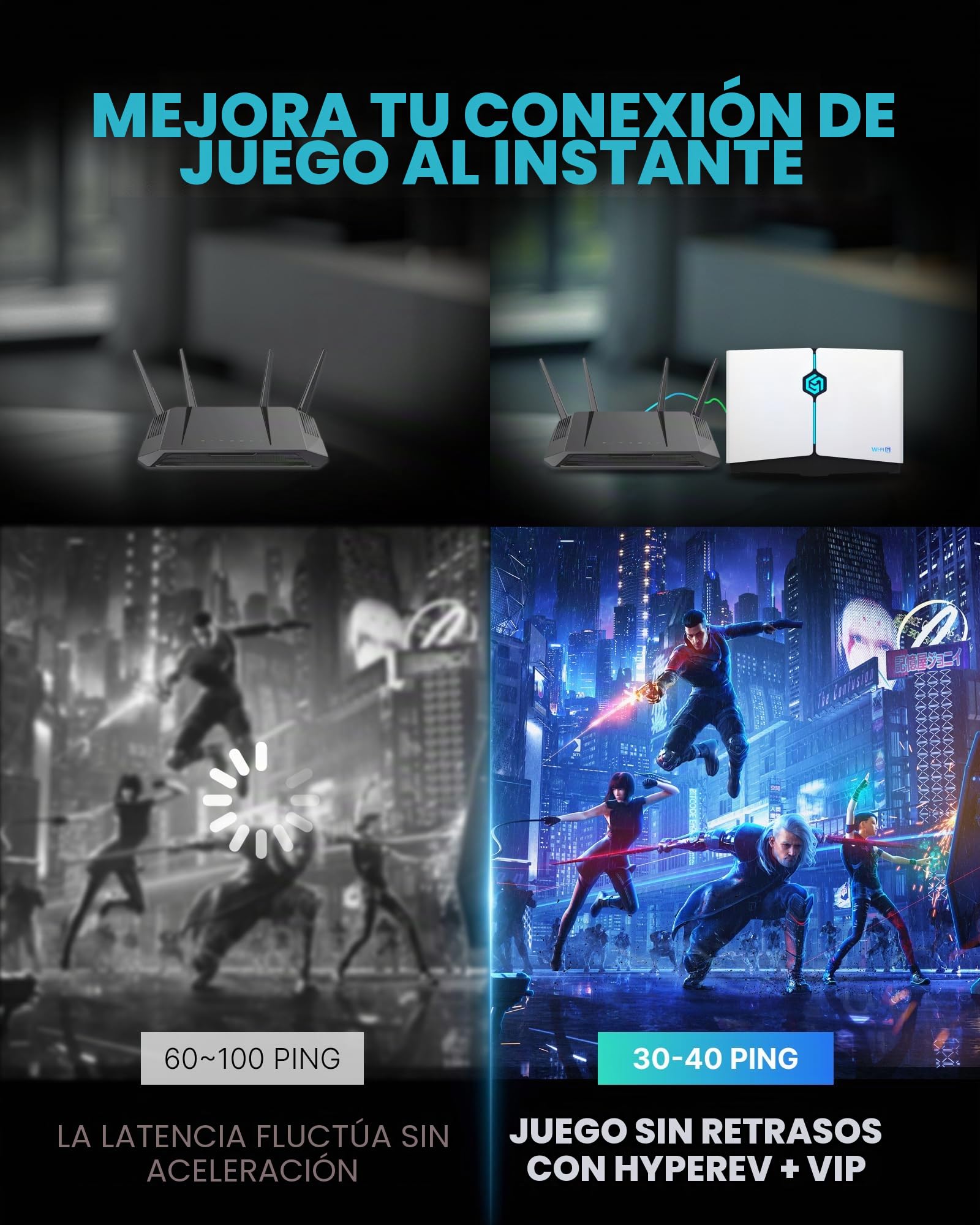 Router WiFi 6 Gaming: PC, PS5, Xbox, Switch | Acelerador GearUP 90 Días Gratis | 2402 Mbps Dual-Banda (5G/2.4G) | Conexión Ethernet/WiFi | Optimizador Internet Juegos
