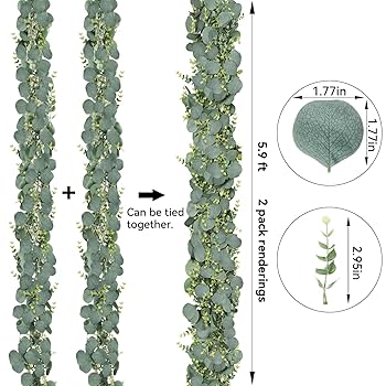 Amazon.com: CQURE 2 Pack 5.9ft Eucalyptus Garland