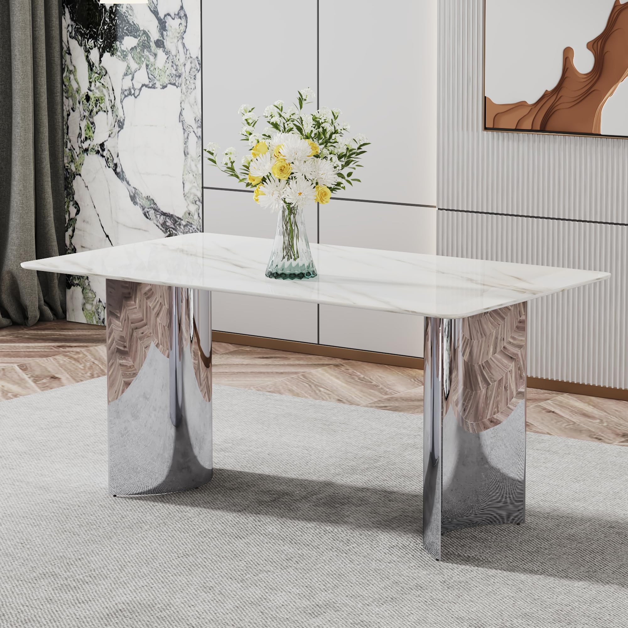 【送料無料】Marble Counter Table / WH 送料無料】Marble Counter Table / WH