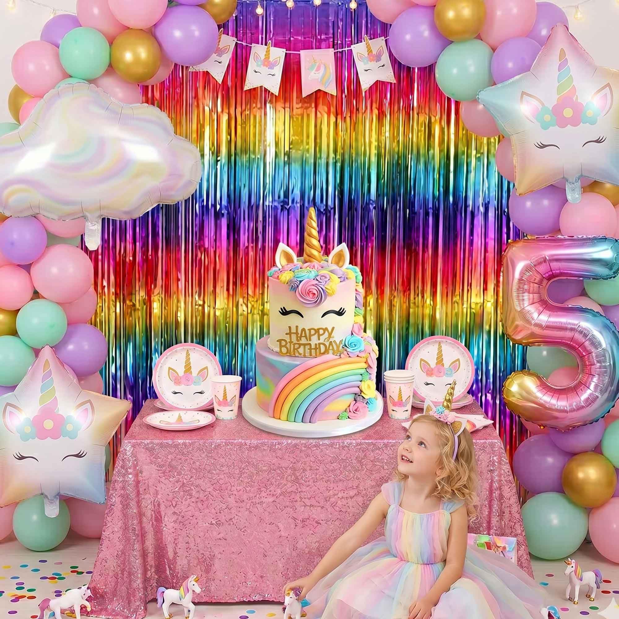 Cortina de flecos de oropel de aluminio con degradado de arcoíris brillante, decoración de fondo para cumpleaños, día del orgullo gay, graduación, boda, compromiso, despedida de soltera, baby shower,