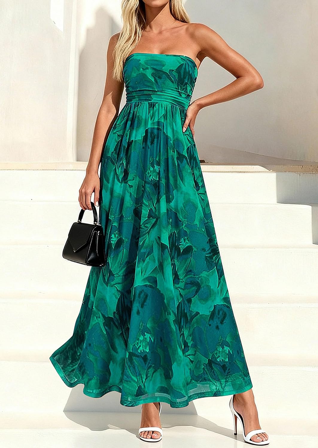 PRETTYGARDEN Womens Boho Maxi Dress 2026 Summer Floral Tube Strapless Spring Wedding Guest Cocktail Long Dresses - Image 2