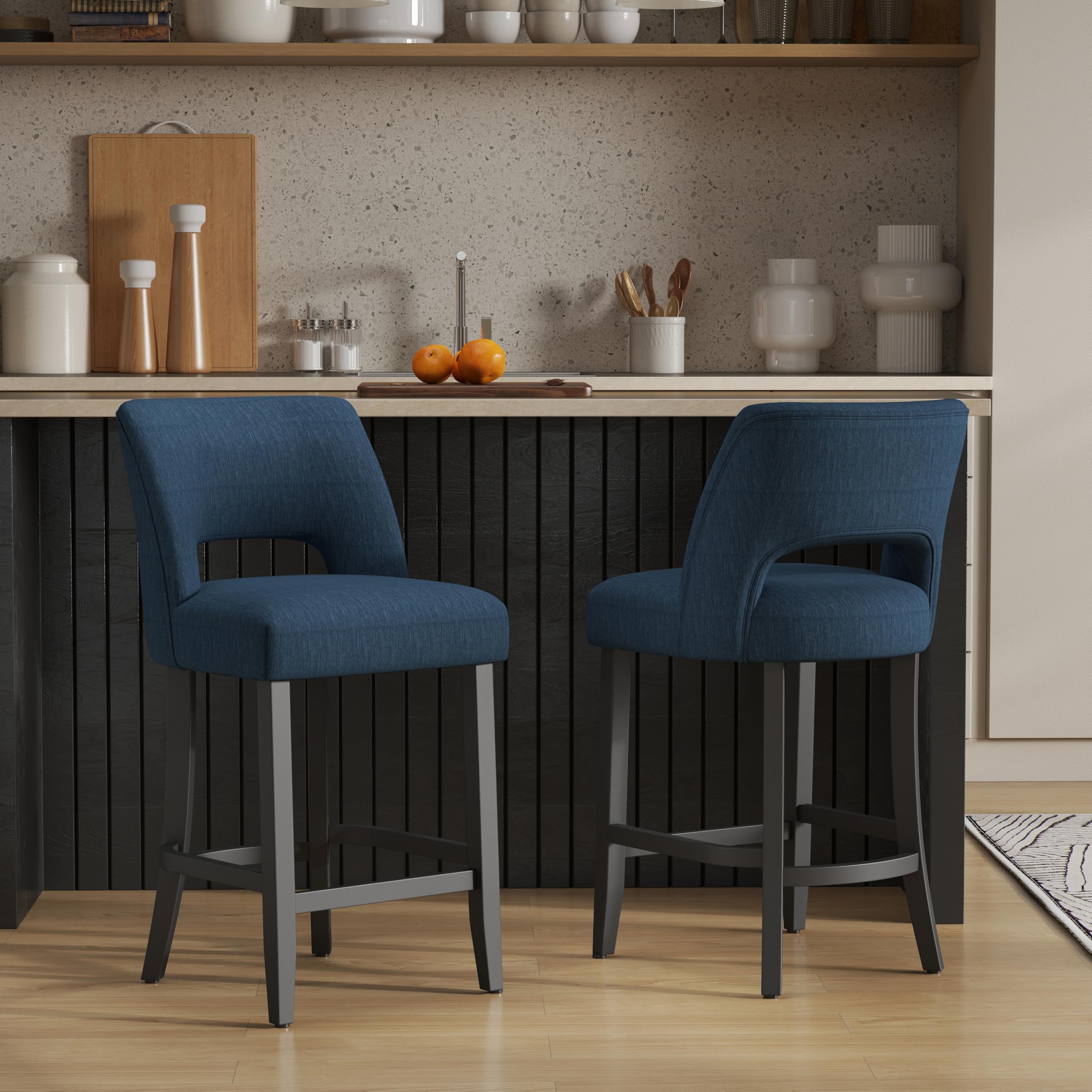 VKNOW Bar Stools Set of 2, 26" Upholstered Counter Height Bar Stools