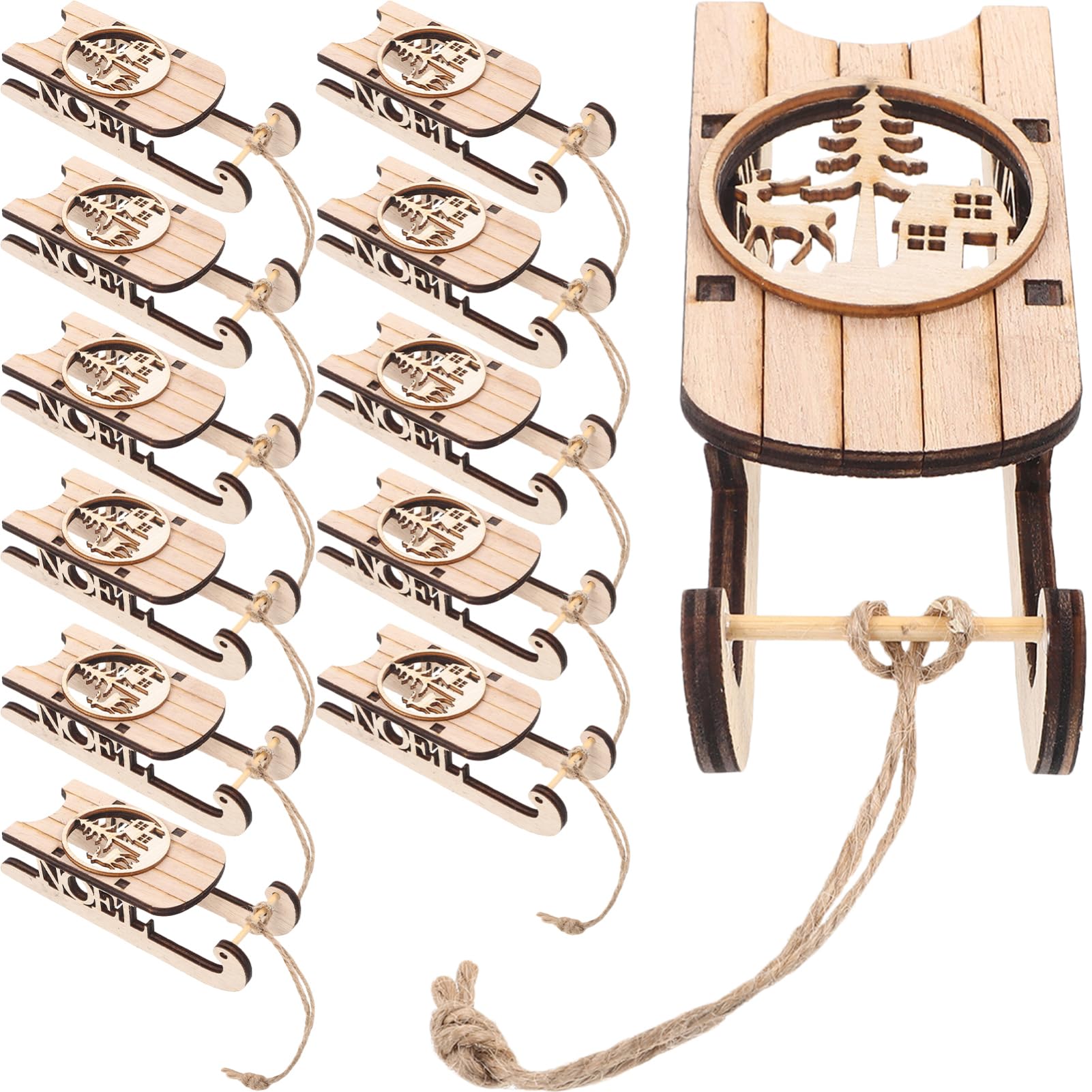36 STK Holzschlitten Ornament Mini-Schlitten-Ornamente Mini-Schlittenmodell Geschenkdekorationen weihnachtsdeko weihnachtsbasteln Weihnachtsschlitten aus Holz Tischdekoration Lurrose