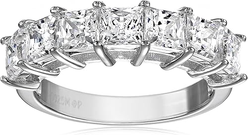 Tienda Essentials Anillo de plata esterlina chapada en platino con circonita cúbica de corte princesa Infinite Elements (1 cttw, 2 cttw, o 3 cttw)