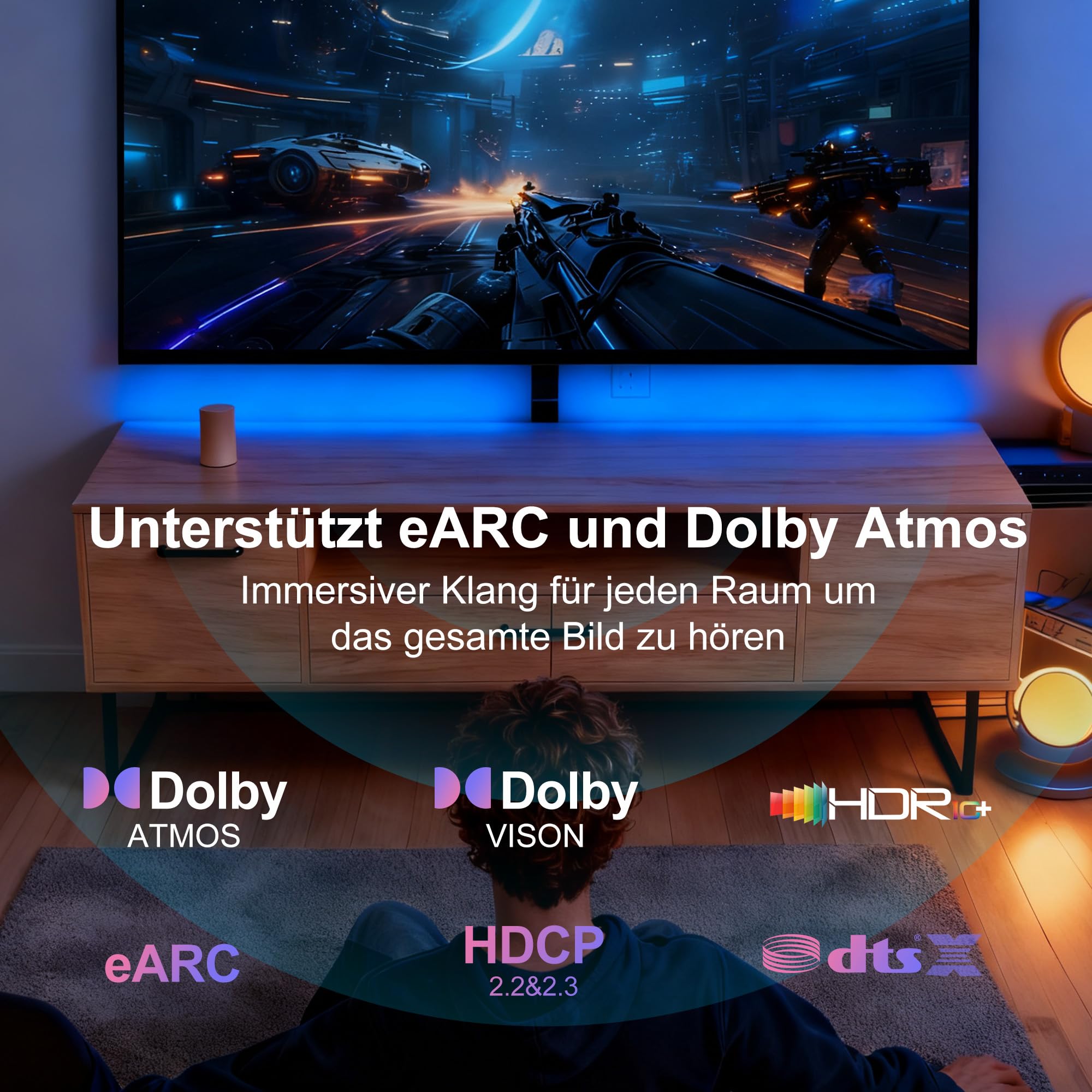 Glasfaser HDMI Kabel 25Meter 8K, 48Gbps Ultra High Speed Langes HDMI 2.1 Kabel Geflochten 8K@60Hz 4K@120Hz HDR10/HDCP2.2&2.3/eARC/3D Kompatibel für PS5, Xbox, HDTV, Laptop, Monitor