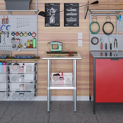 Miniatura 8 de Mesa de trabajo consin 4 ruedas ruedas de acero inoxidable mesa de trabajo de preparación de alimentos 24" X 24". Certificado NSF (sin ruedas)